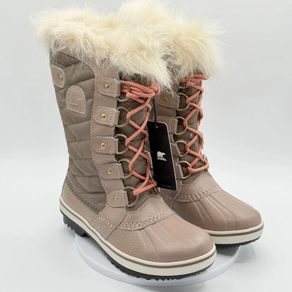 Sorel Tofino Ii Boots Size 5 Womens Omega Taupe/Pink Snow‎ Waterproof NEW